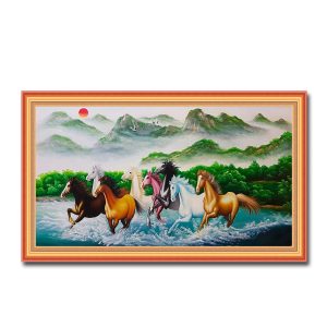 Tranh treo tường bát mã đẹp ngựa phi trên nước