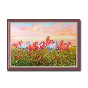 Tranh treo tường bát mã mã đáo thành công đẹp vẽ sơn dầu