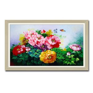 Tranh treo tường vẽ hoa mẫu đơn đẹp bằng sơn dầu