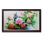 Tranh treo tường hoa mẫu đơn phong thủy vẽ sơn dầu