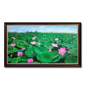 Tranh treo tường đẹp cánh đồng hoa sen