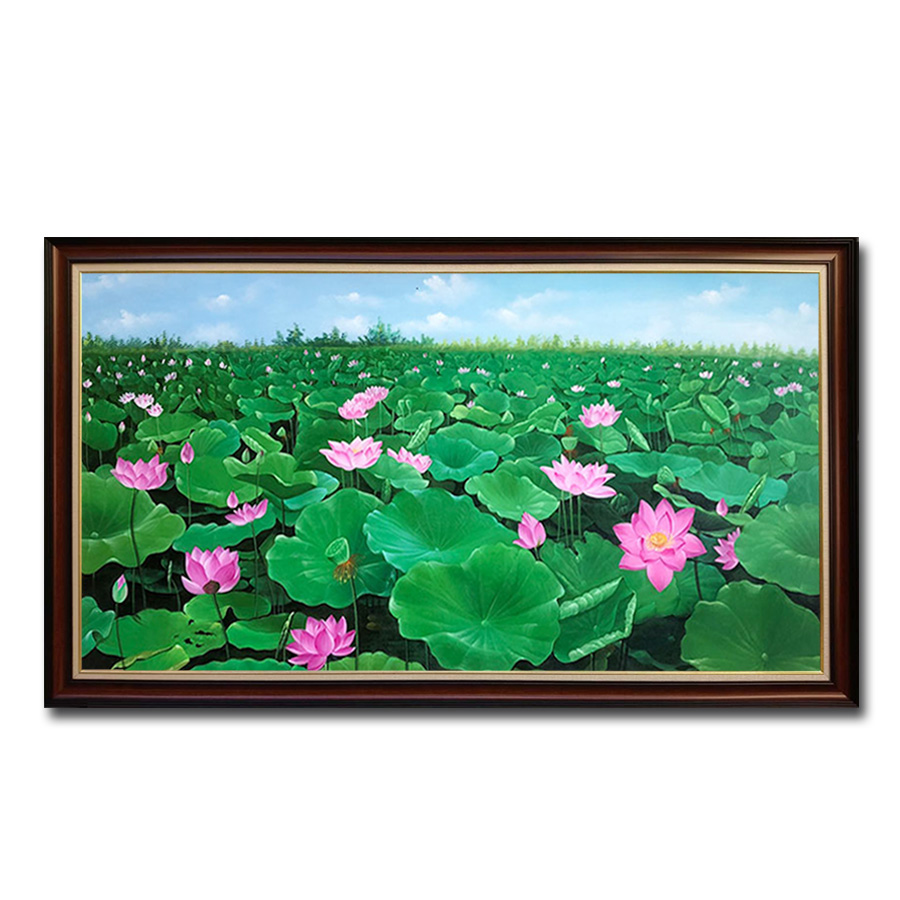 Tranh treo tường đẹp cánh đồng hoa sen