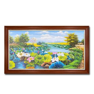 Tranh treo tường phong cảnh cánh đồng hoa sen đẹp