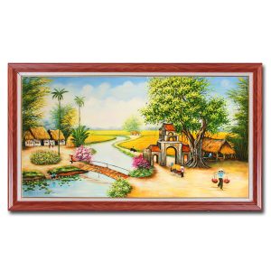 Tranh treo tường đẹp vẽ phong cảnh làng quê bằng sơn dầu