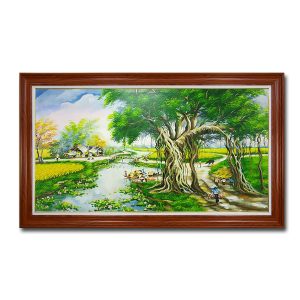 Bức tranh phong cảnh làng quê đẹp vẽ bằng sơn dầu