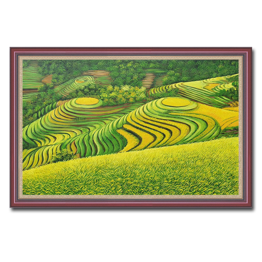 Tranh treo tường ruộng bậc thang vẽ sơn dầu đẹp