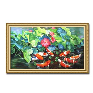 Tranh treo tường sơn dầu cửu ngư quần hội