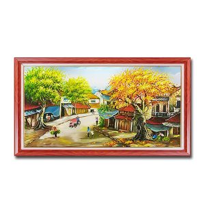 Tranh treo tường phố cổ đẹp vẽ sơn dầu