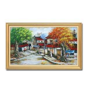 Tranh treo tường sơn dầu vẽ phố cổ Hà Nội
