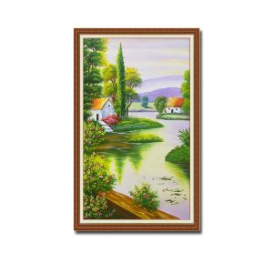Tranh phong cảnh khổ đứng vẽ sơn dầu đẹp