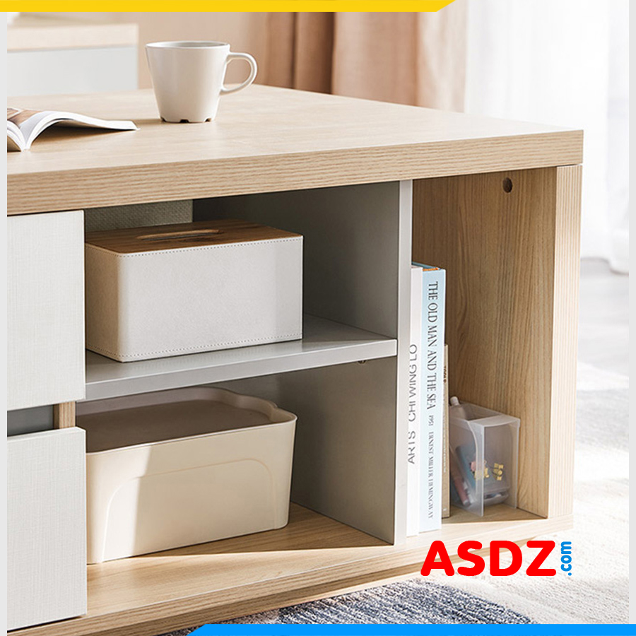 Bàn sofa gỗ công nghiệp bệt có ngăn kệ để đồ BTR129