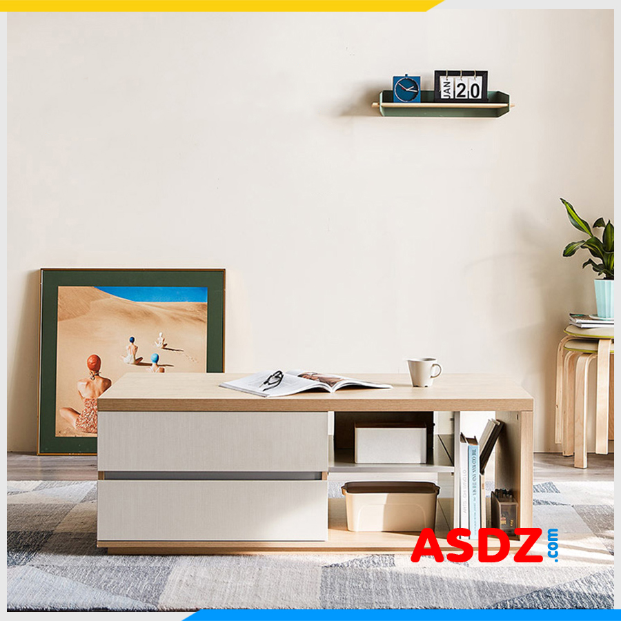 Bàn sofa gỗ công nghiệp bệt có ngăn kéo kê phòng khách BTR129