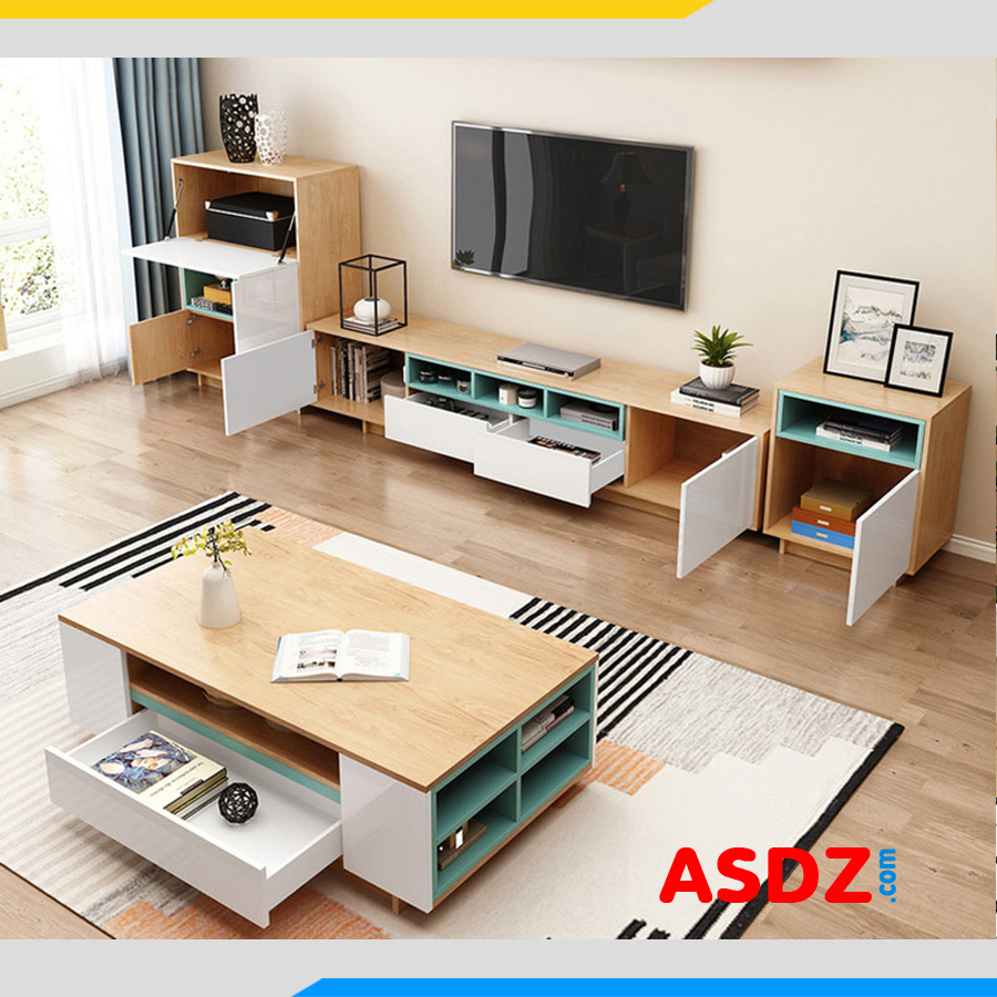 Bàn sofa gỗ công nghiệp chữ nhật nhiều ngăn hiện đại BTR131