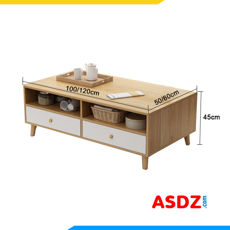 Bàn sofa gỗ công nghiệp hiện đại có 2 ngăn kéo đẹp BTR111A
