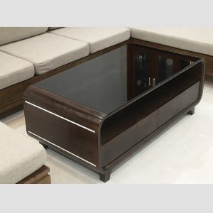 Bàn trà gỗ tự nhiên mặt kính đẹp BTR161