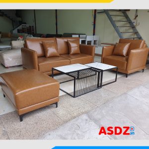 bo ghe sofa vang da dep hien dai mau nau