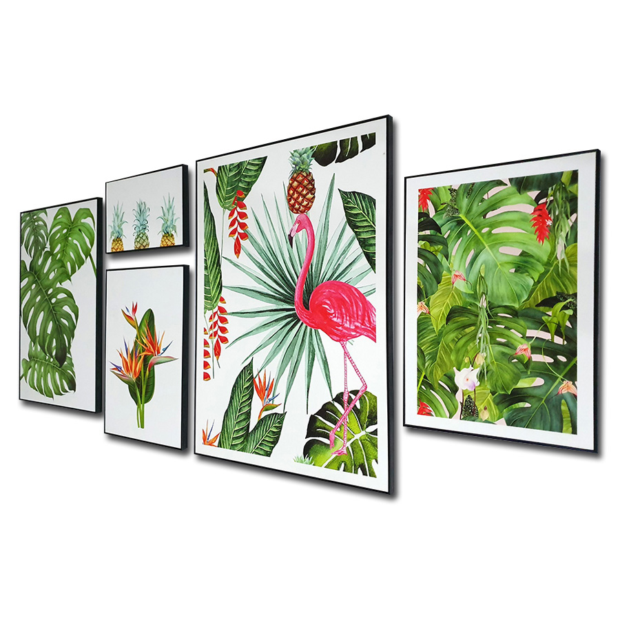 Bộ tranh canvas hồng hạc và lá cây
