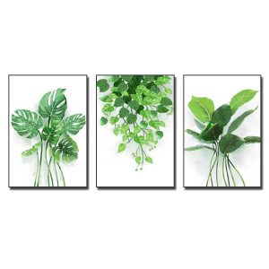 Tranh canvas lá cây đẹp bộ 3 bức