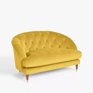 Ghế sofa đơn nỉ tân cổ điển màu vàng So0061
