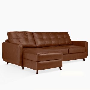 Ghế sofa góc chữ L bọc da đẹp màu nâu So0011