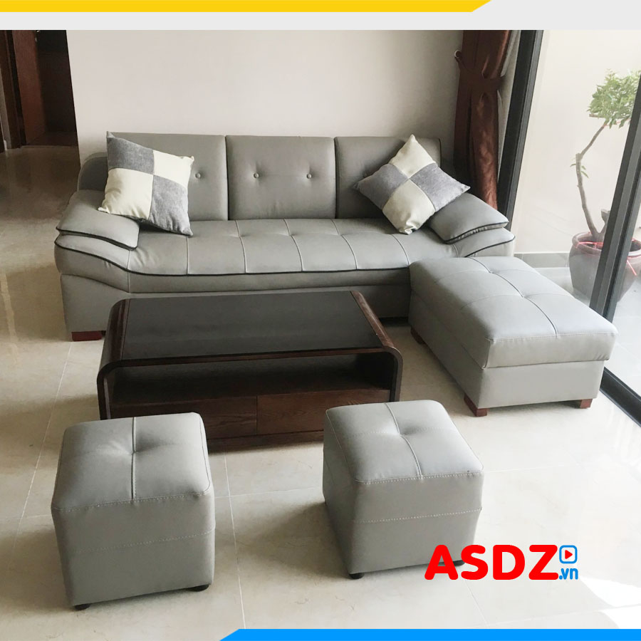 ghe sofa vang da 3 cho ngoi ke phong khach