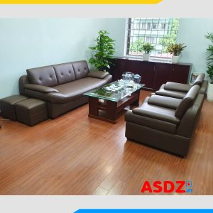 ghe sofa vang da ke phong khach dep