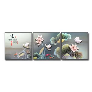 Tranh hoa sen đẹp bộ 3 tấm vuông
