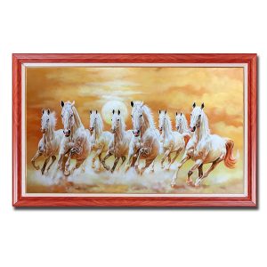 Tranh bát mã đẹp hình ảnh đàn ngựa trắng bạch mã