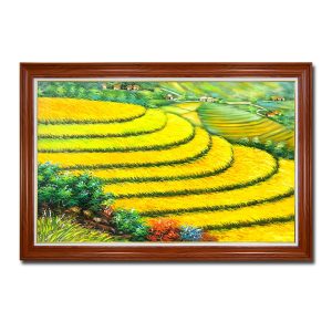 Tranh sơn dầu vẽ ruộng bậc thang 9 bậc đẹp
