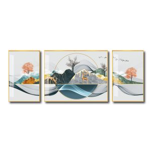 Bộ 3 bức tranh tráng gương đẹp hình núi non
