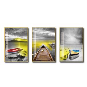 Bộ tranh thuyền đẹp chất liệu tráng gương