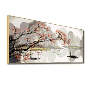 Bức tranh cành hoa phong thủy đẹp in tráng gương khổ lớn