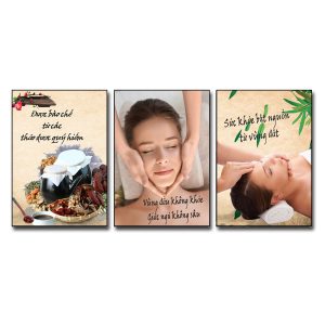 Bộ tranh spa 3 bức đẹp hình ảnh cô gái thư giãn làm đẹp