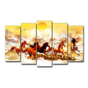 Tranh bát mã đẹp ngựa phi trên đất