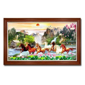 Mẫu tranh bát mã đẹp ngựa phi trên nước