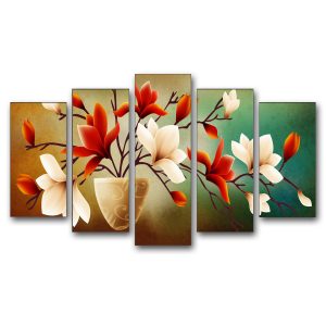 Tranh bình hoa mộc lan đẹp ghép bộ hiện đại