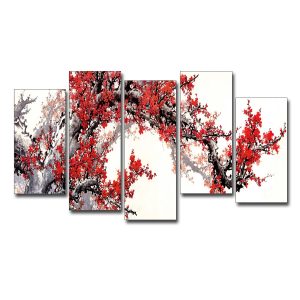 Mẫu tranh cành đào cổ thụ đẹp ghép bộ nghệ thuật