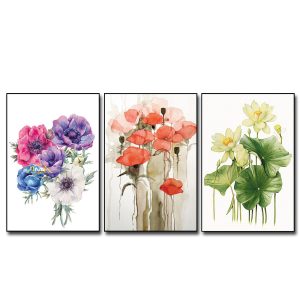 Bộ tranh treo tường 3 tấm đẹp hình ảnh các loại hoa