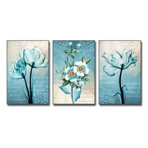 Bộ tranh hoa 3 bức chất liệu canvas