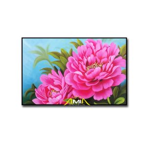 Tranh hoa mẫu đơn 2 bông cầu tình duyên