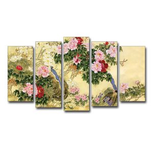 Tranh hoa mẫu đơn và đôi chim trĩ
