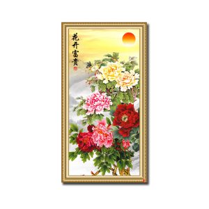Tranh hoa mẫu đơn đẹp kiểu khổ đứng