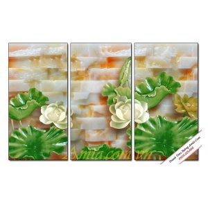 Tranh treo tường đẹp hình ảnh hoa sen giả đá kiểu nổi 3D