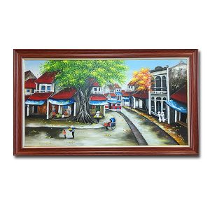 Mẫu tranh phố cổ treo tường đẹp vẽ bằng sơn dầu