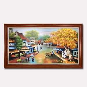 Tranh treo tường sơn dầu vẽ phố cổ Hà Nội đẹp