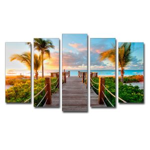 Tranh phong cảnh đẹp con đường và công viên hướng ra biển