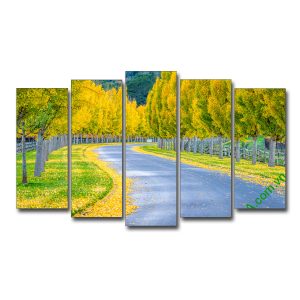 Mẫu tranh đẹp phong cảnh con đường và hàng cây