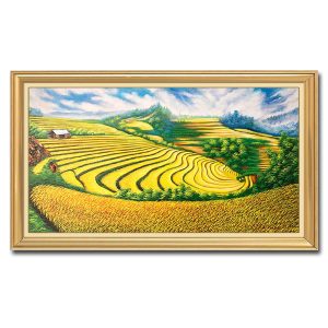 Tranh treo tường đẹp vẽ ruộng lúa bậc thang tây bắc