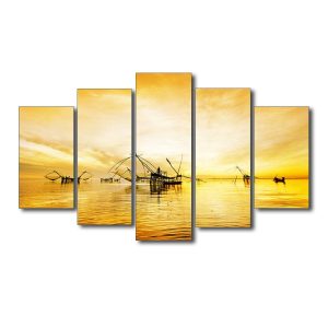 Bức tranh đẹp phong cảnh sông nước và vó bè