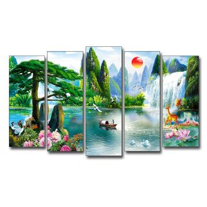 Tranh phong cảnh non nước đẹp ghép bộ 5 tấm